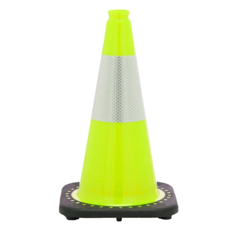 18 inch traffic cone lime green with reflective collar