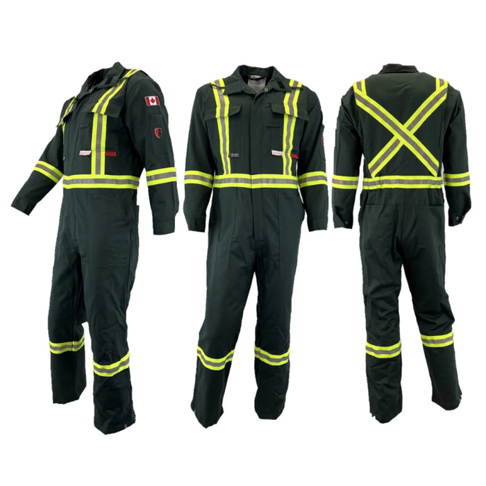 Atlas Guardian® FR / ARC Flash Hi Vis 2" Striped Coveralls - Green - 1072