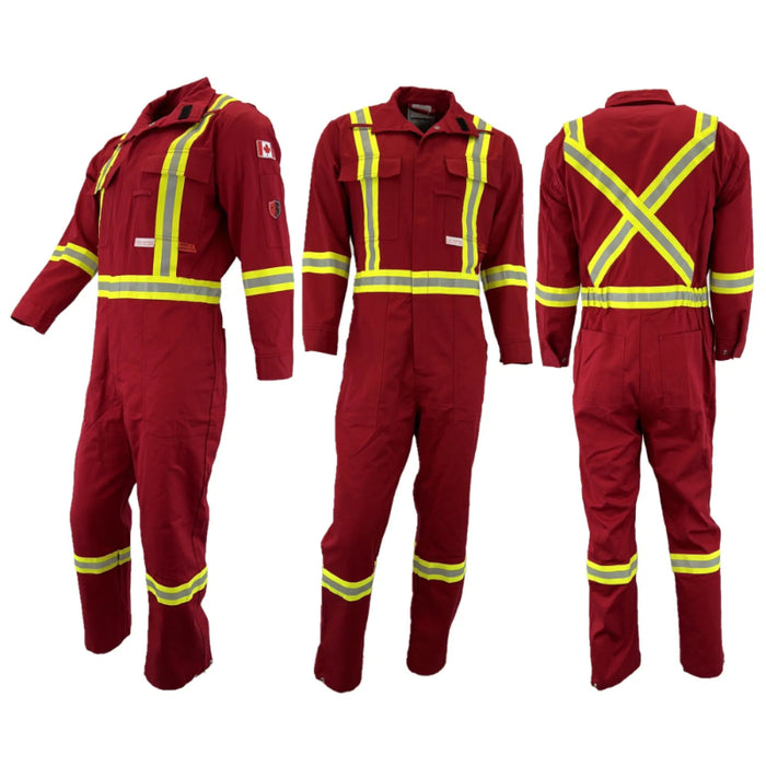 Atlas Guardian® FR / ARC Flash Hi Vis 2" Striped Coveralls - Red - 1072