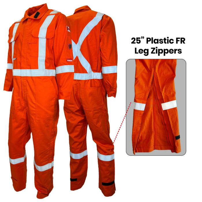 Atlas Guardian® FR / ARC Flash Hi Vis Safety Coveralls w / Plastic Leg Zippers - 1272