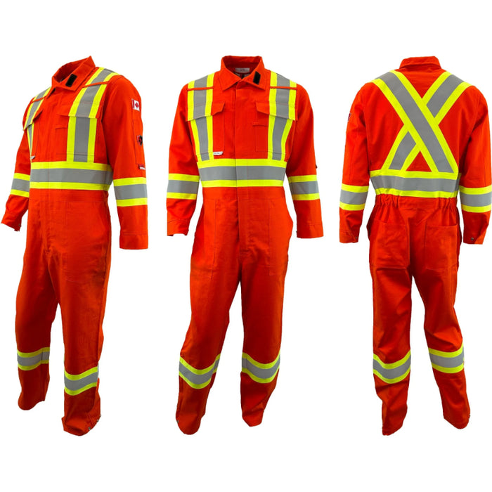 Atlas Guardian® Poly/Cotton Non-FR 4” Hi Vis Safety Coveralls - Orange - OR7410