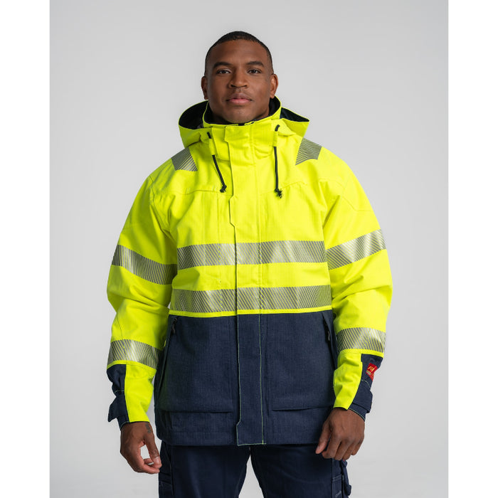 Blaklader® Hi Vis Flame Resistant Multinorm Safety Shell Jacket - Yellow/Navy -  4786