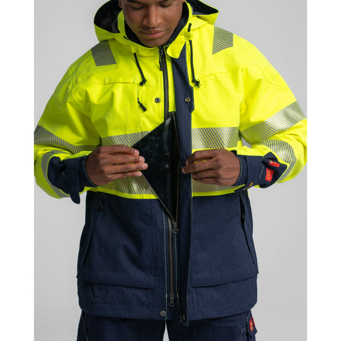 Blaklader® Hi Vis Flame Resistant Multinorm Safety Shell Jacket - Yellow/Navy -  4786