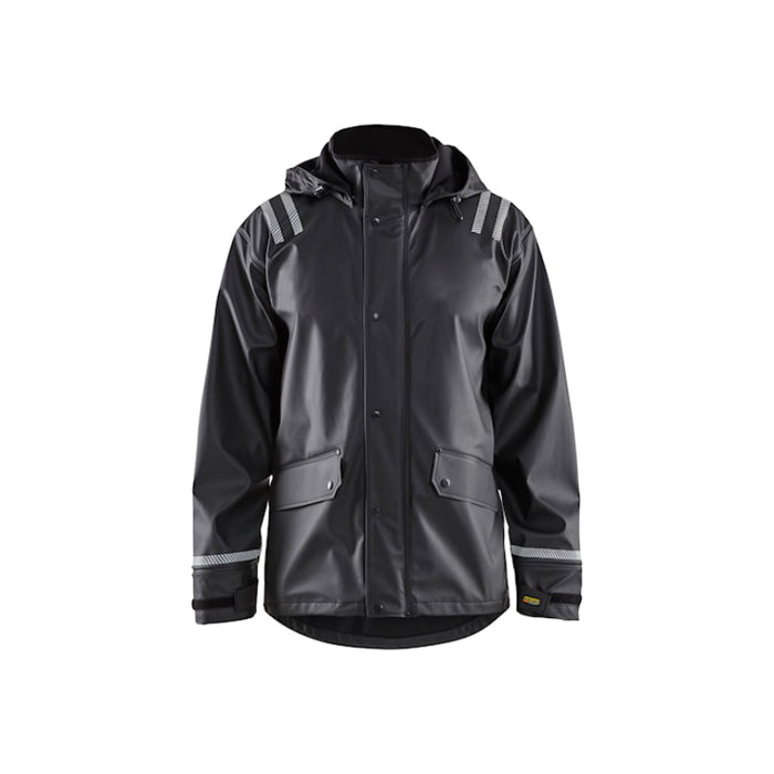 Blaklader® Hooded Rain Jacket with Reflective Details - Black - 4317
