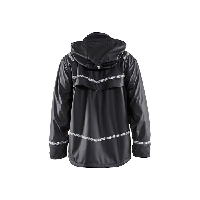 Blaklader® Hooded Rain Jacket with Reflective Details - Black - 4317