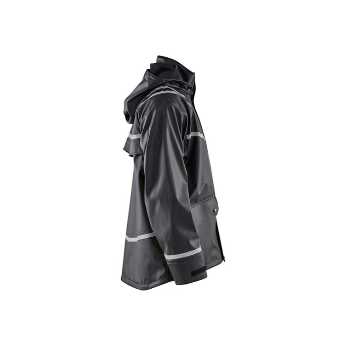 Blaklader® Hooded Rain Jacket with Reflective Details - Black - 4317