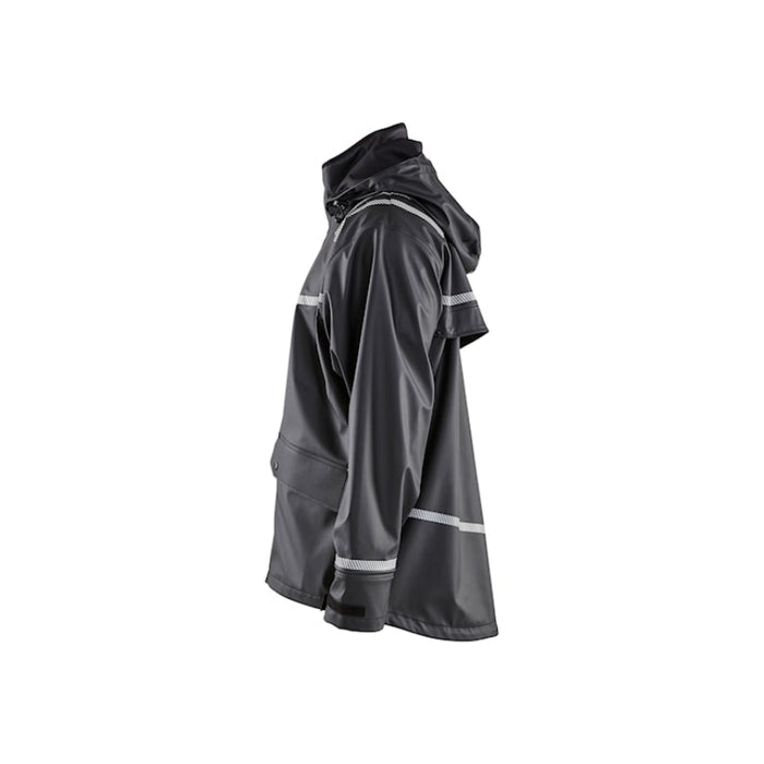Blaklader® Hooded Rain Jacket with Reflective Details - Black - 4317