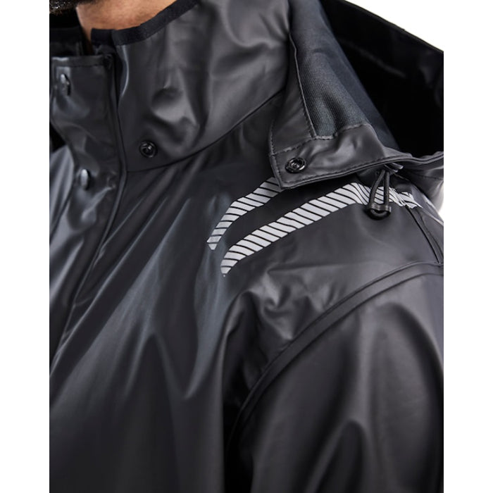 Blaklader® Hooded Rain Jacket with Reflective Details - Black - 4317