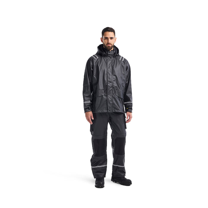 Blaklader® Hooded Rain Jacket with Reflective Details - Black - 4317