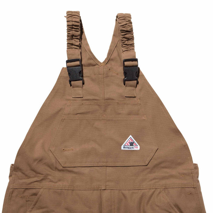 Bulwark® Men's Heavyweight FR Insulated Brown Duck Bib Overall with Knee Zip - BLN6