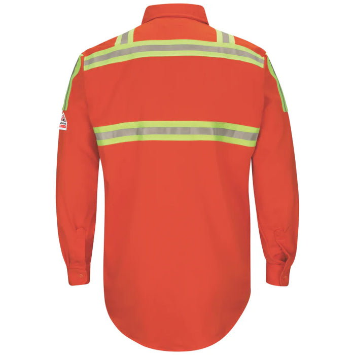 Bulwark® Men's Midweight FR Enhanced Visibility Uniform Shirt with Silver / Yellow Striping - SLAT