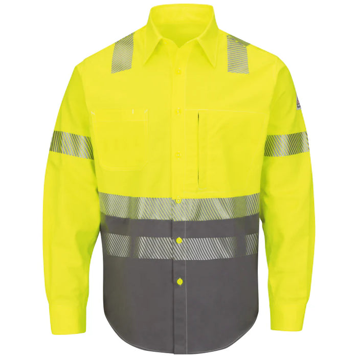 Bulwark® FR Men's Hi-Visibility Color-Block Uniform Shirt - SLB4