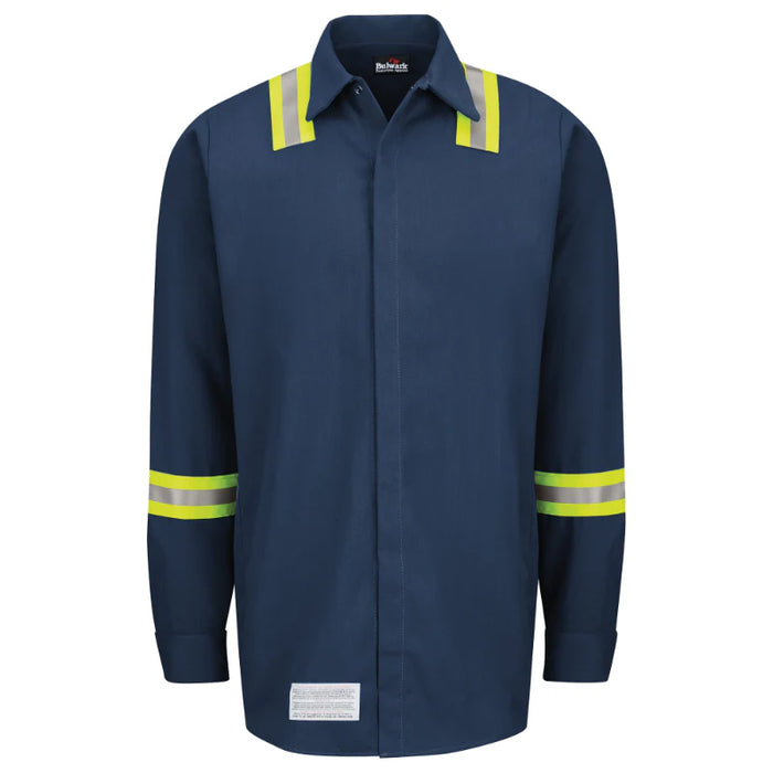Bulwark® FR Enhanced Visibility Concealed-Gripper Pocketless Work Shirt - SMS6