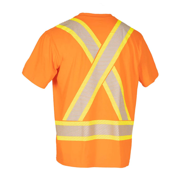 Forcefield® Athletic Fit Hi Vis Crew Neck Short Sleeve Safety Tee Shirt with Segmented Reflective Tape - SEGCBE