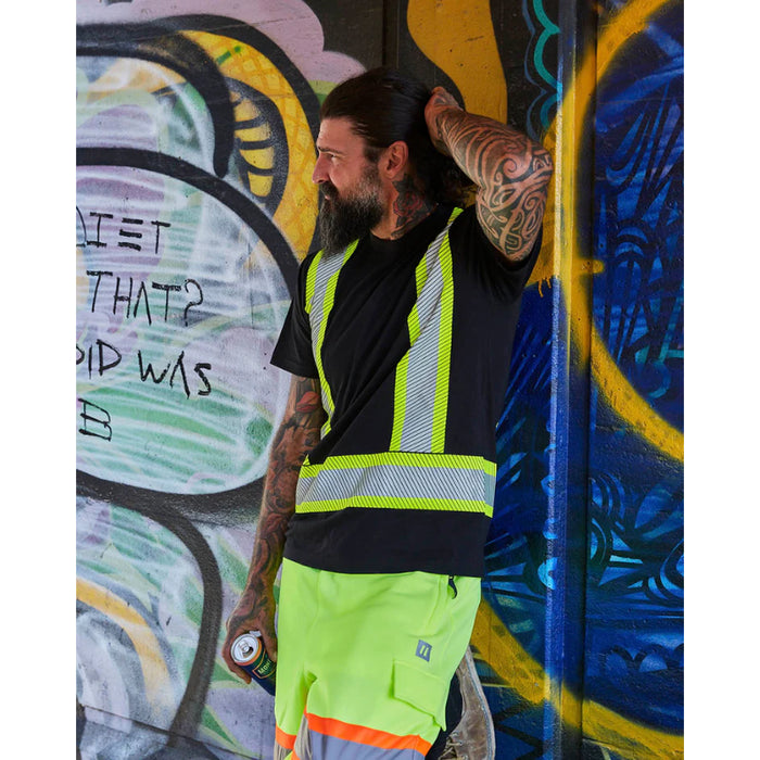 Forcefield® Athletic Fit Hi Vis Crew Neck Short Sleeve Safety Tee Shirt with Segmented Reflective Tape - SEGCBE