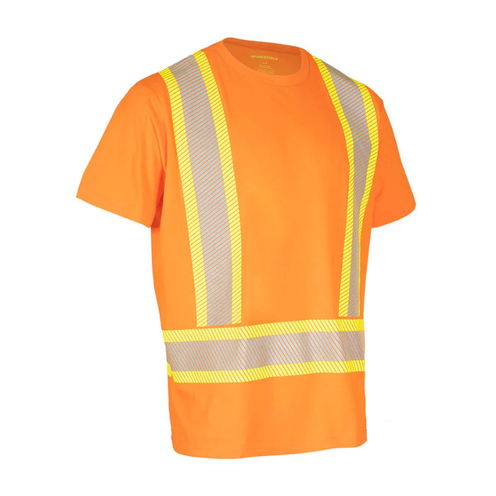 Forcefield® Athletic Fit Hi Vis Crew Neck Short Sleeve Safety Tee Shirt with Segmented Reflective Tape - SEGCBE