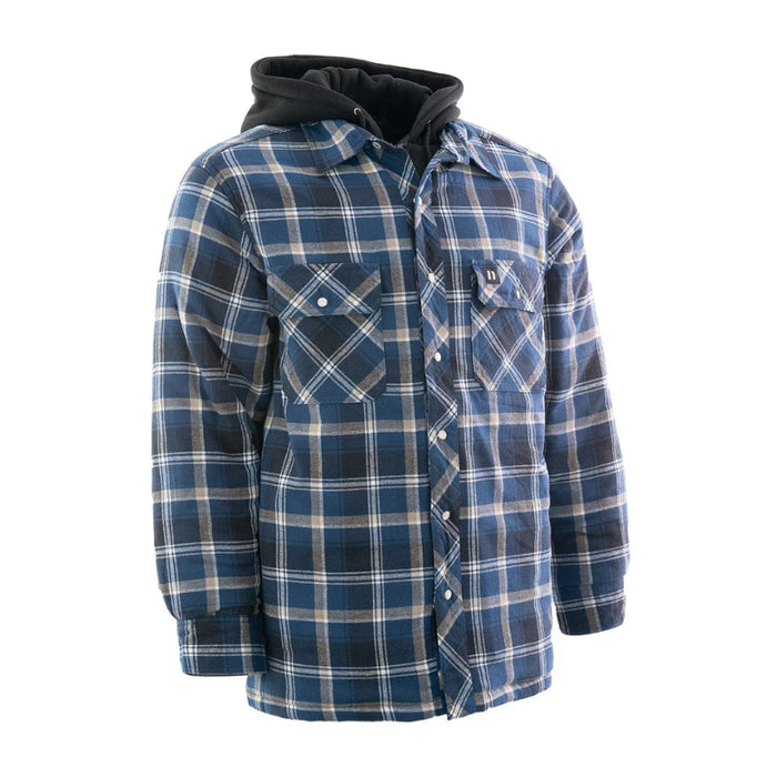 Forcefield® Blue Hooded Sherpa-Lined Flannel Shirt Jacket - LC696QHSH-BU