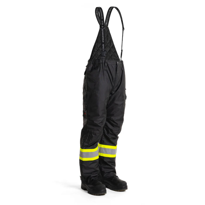 Forcefield® Hi-Vis Black Flame-Resistant (FR) Ripstop Medium Weight Lined Bib Pants - FR235-MW-BK
