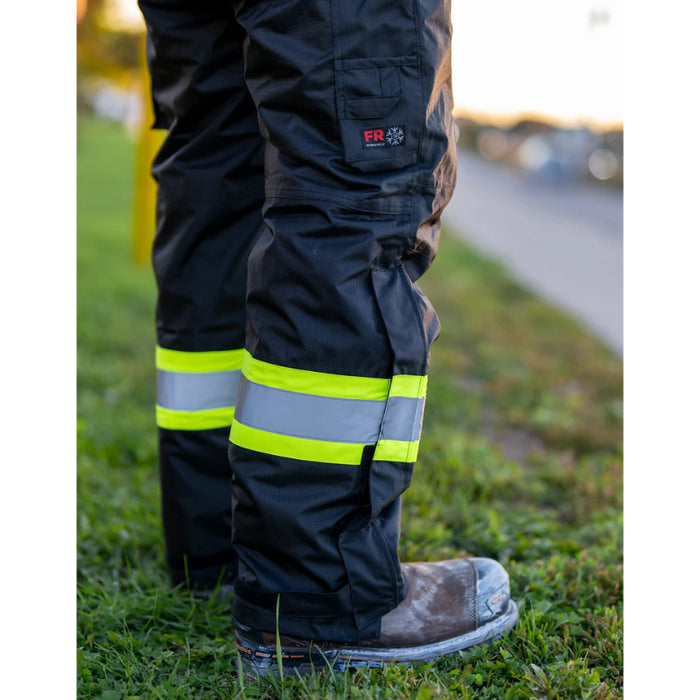 Forcefield® Hi-Vis Flame-Resistant (FR) Ripstop Heavy Weight Lined Bib Pants - FR835-MX-BK