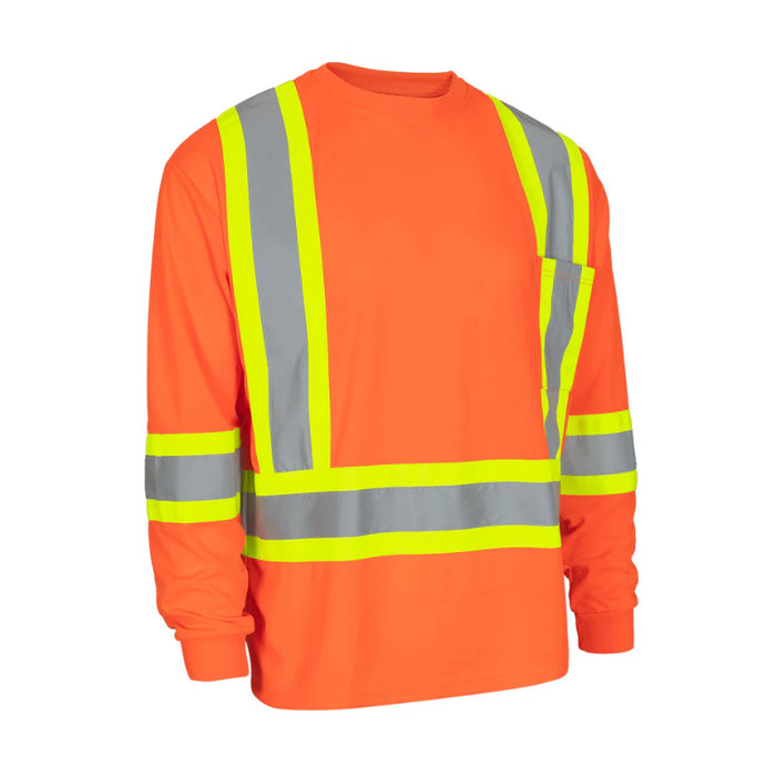 Forcefield® Hi Vis Bamboo Fabric Crew Neck Long Sleeve Safety Tee Shirt - BBCSAL
