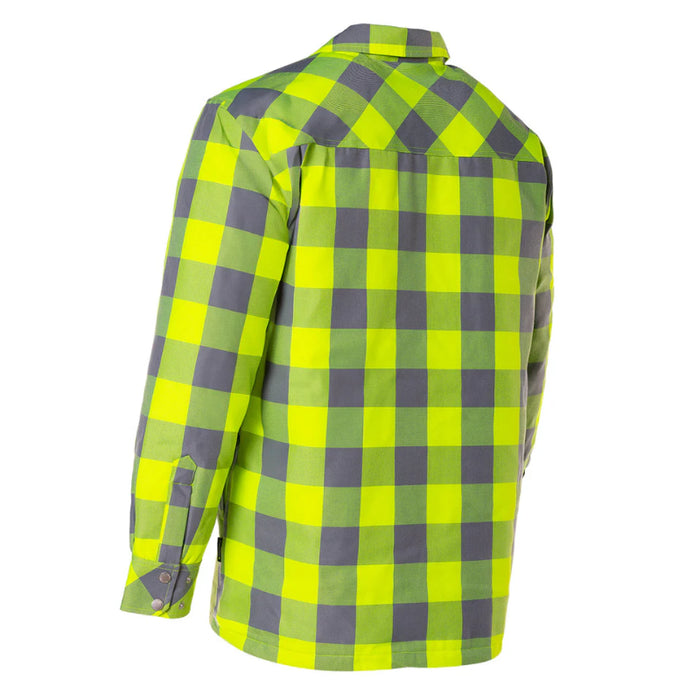 Forcefield® Hi Vis Buffalo Plaid Quilted Flannel Shirt Jacket with 1/2 Zip Front Closure - LC53QF14-HVBP