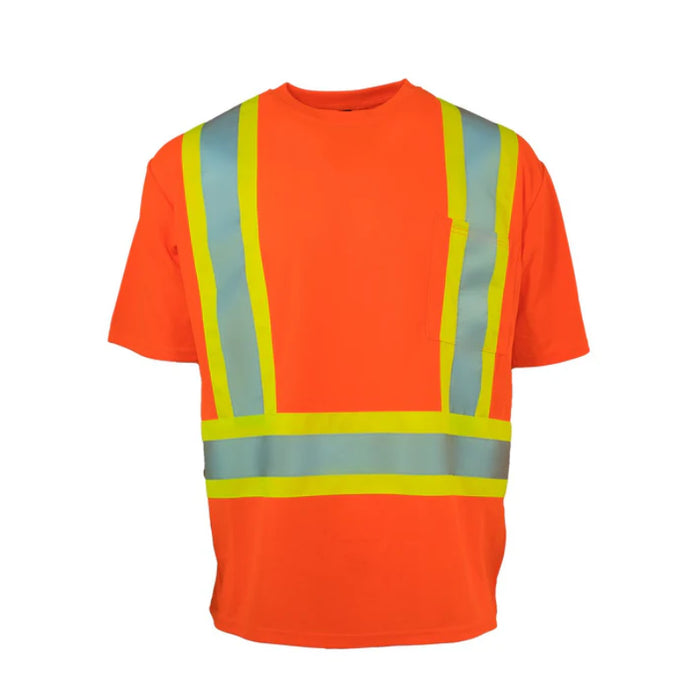 Forcefield® Hi Vis Crew Neck Short Sleeve Safety Tee Shirt with Chest Pocket - CBECSA