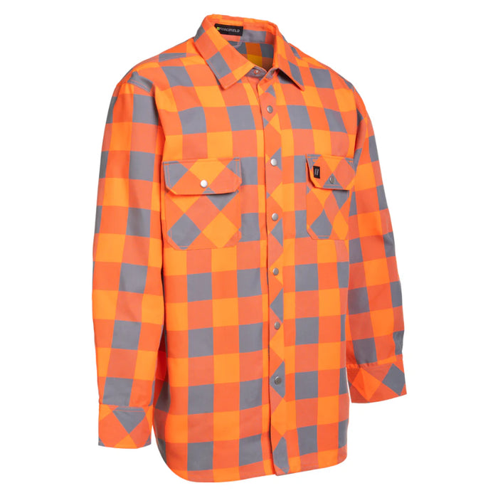 Forcefield® Hi Vis Orange Buffalo Plaid Unlined Flannel Shirt - LC43FS-HVOBP