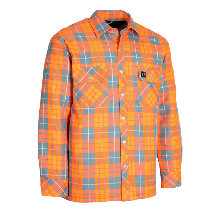 Forcefield® Hi Vis Orange Plaid Quilted Flannel Shirt Jacket - LC53QF-HVO
