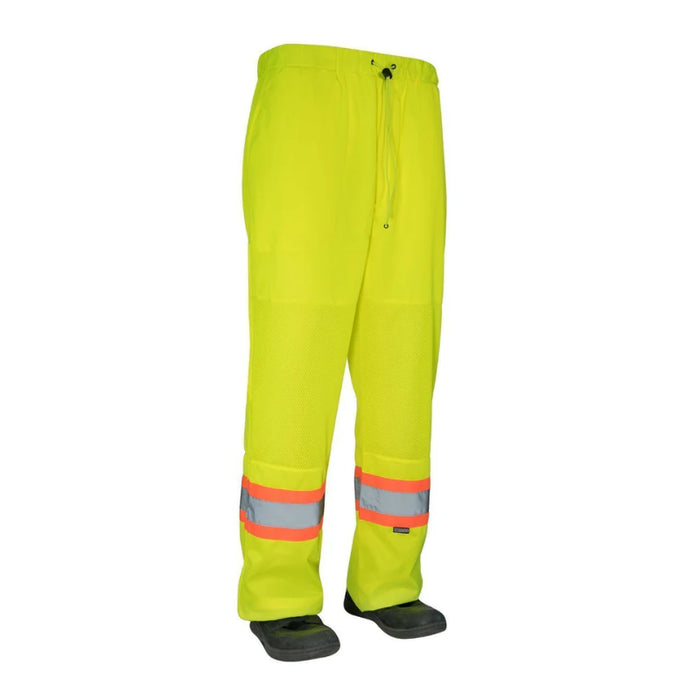 Forcefield® Hi Vis Safety Tricot Traffic Pants with Vented Legs and Elastic Waist - HVTPMLY