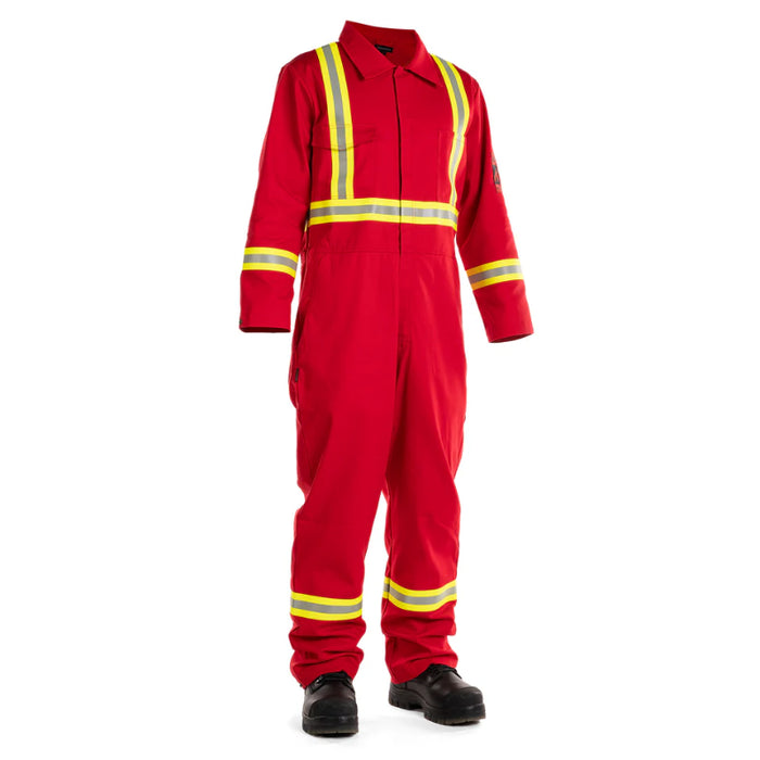 Forcefield® Red FR Treated 100% Cotton Coverall with Reflective Tape - FRCRD