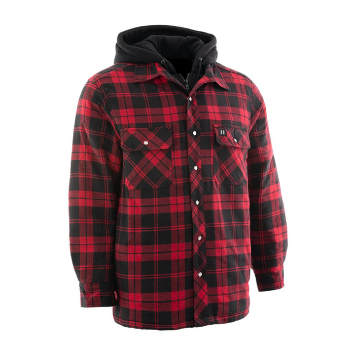Forcefield® Red Hooded Plaid Sherpa-lined Flannel Shirt Jacket - LC696QHSH