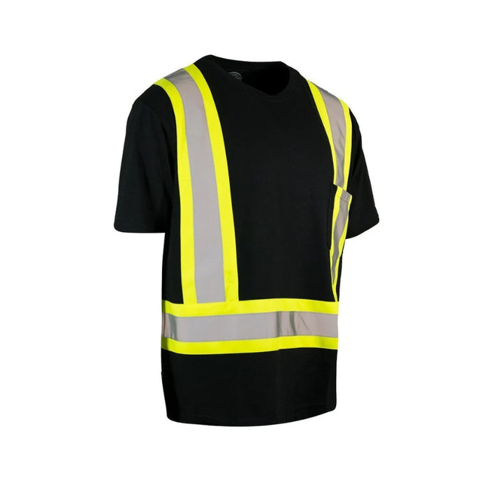 Forcefield® Ultrasoft Hi Vis Crew Neck Short Sleeve Safety Tee Shirt with Chest Pocket - SXCBEOR
