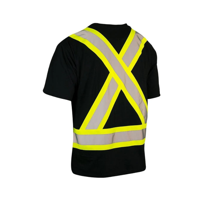 Forcefield® Ultrasoft Hi Vis Crew Neck Short Sleeve Safety Tee Shirt with Chest Pocket - SXCBEOR