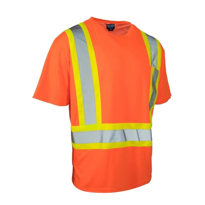 Forcefield® Ultrasoft Hi Vis Crew Neck Short Sleeve Safety Tee Shirt with Chest Pocket - SXCBEOR