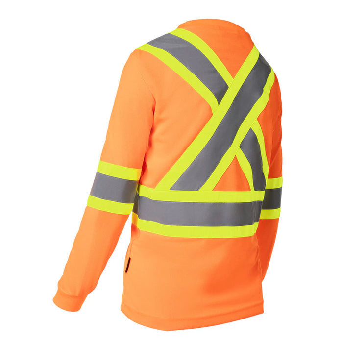 Forcefield® Women's Hi Vis Crew Neck Long Sleeve Safety Tee Shirt - WCBECSAL
