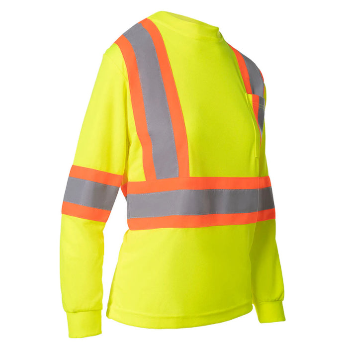 Forcefield® Women's Hi Vis Crew Neck Long Sleeve Safety Tee Shirt - WCBECSAL