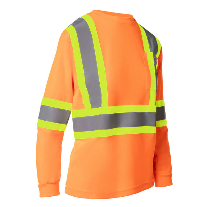 Forcefield® Women's Hi Vis Crew Neck Long Sleeve Safety Tee Shirt - WCBECSAL
