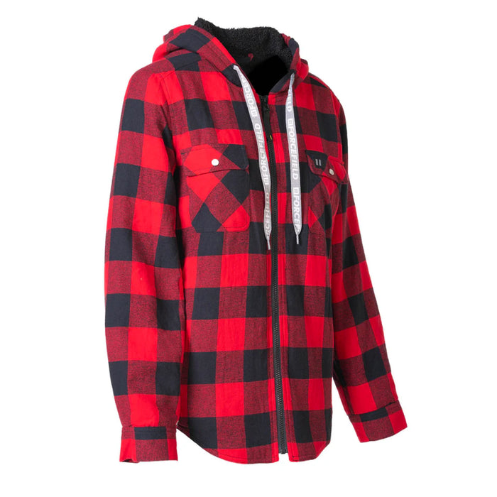 Forcefield® Women's Hooded Sherpa-Lined Buffalo Plaid Flannel Shirt jacket - WLC38QHSZ-BP