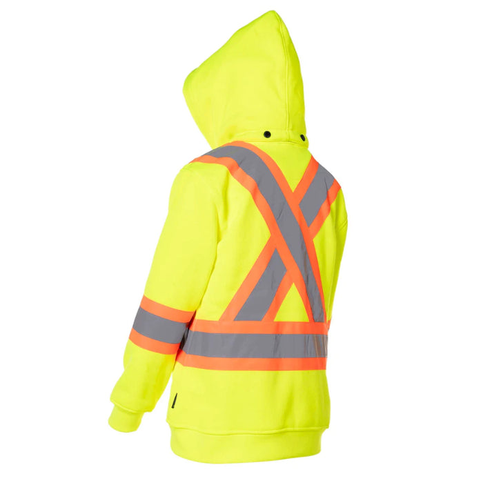 Forcefield® Women's Hi Vis Lime Safety Hoodie with Detachable Hood - WP844LY