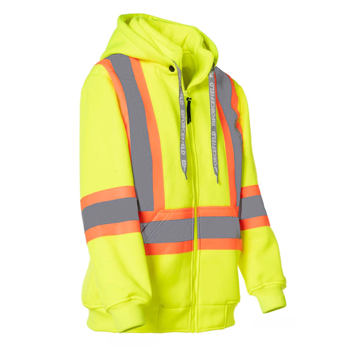 Forcefield® Women's Hi Vis Lime Safety Hoodie with Detachable Hood - WP844LY