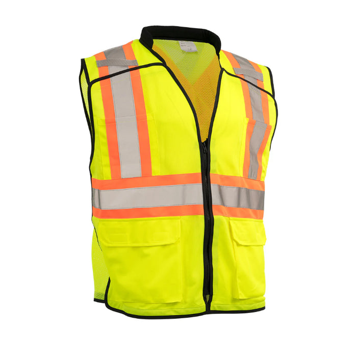 Forcefield® Zip-Up Hi Vis 5 Point Tear-Away Traffic Safety Vest - TV188