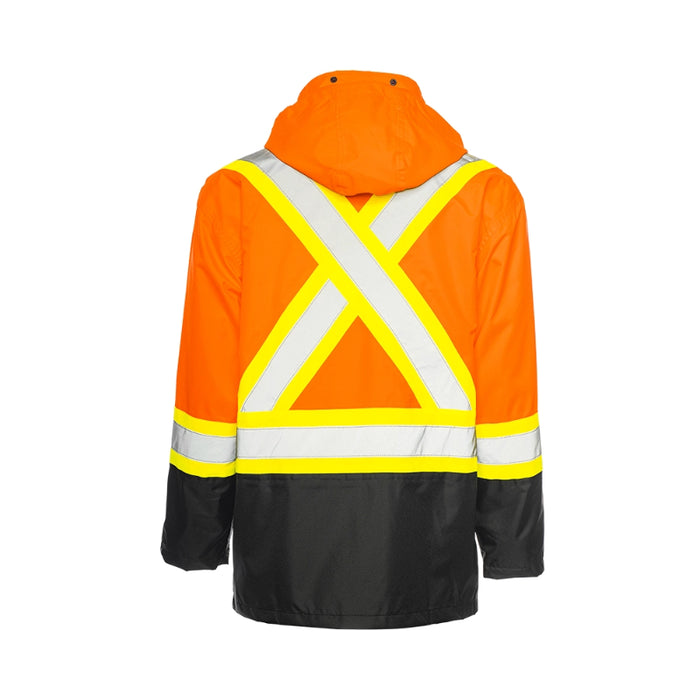 Ground Force®  Hi Vis Rain Safety Jacket with Detachable Hood - RJ90