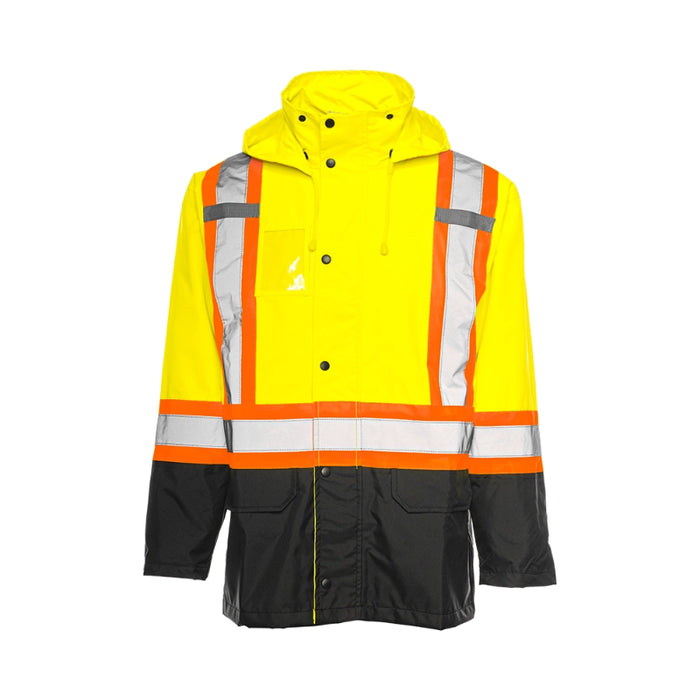 Ground Force®  Hi Vis Rain Safety Jacket with Detachable Hood - RJ90