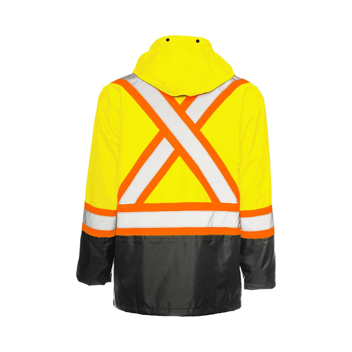 Ground Force®  Hi Vis Rain Safety Jacket with Detachable Hood - RJ90