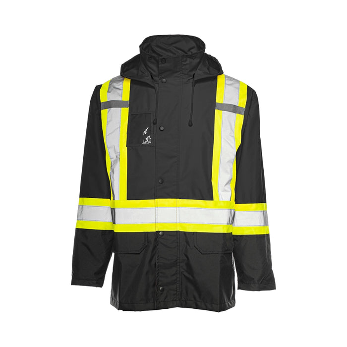 Ground Force®  Hi Vis Rain Safety Jacket with Detachable Hood - RJ90