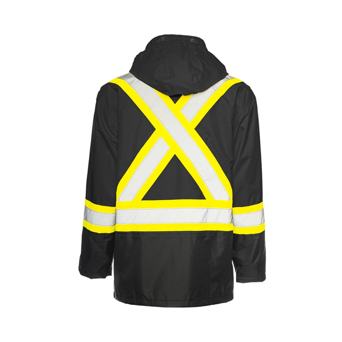 Ground Force®  Hi Vis Rain Safety Jacket with Detachable Hood - RJ90