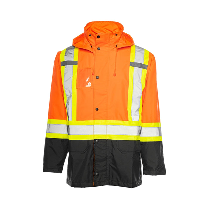 Ground Force® Hi Vis Rain Safety Jacket with Detachable Hood - RJ90