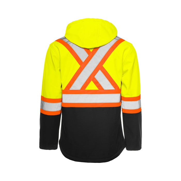 Ground Force® Hi Vis Soft Shell Safety Jacket with Detachable Hood - TJ2