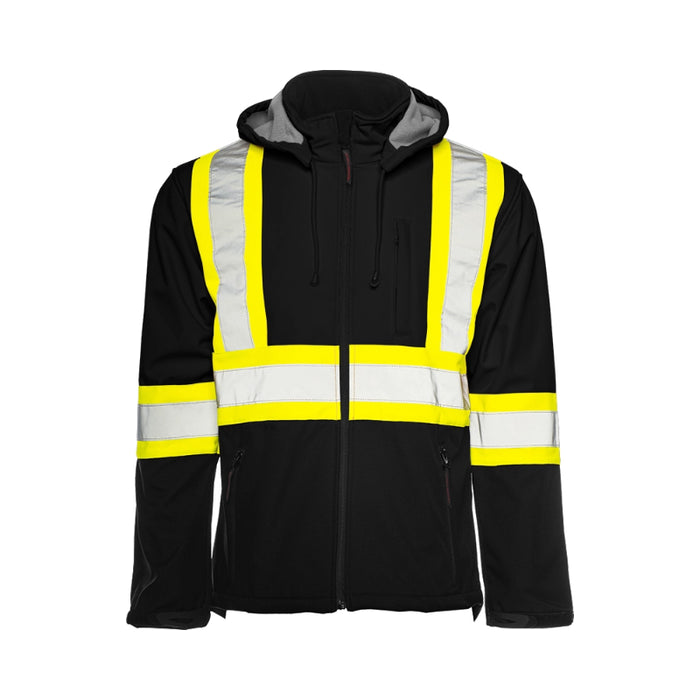 Ground Force® Hi Vis Soft Shell Safety Jacket with Detachable Hood - TJ2