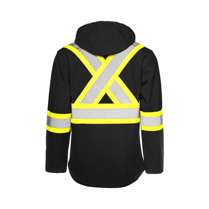 Ground Force® Hi Vis Soft Shell Safety Jacket with Detachable Hood - TJ2